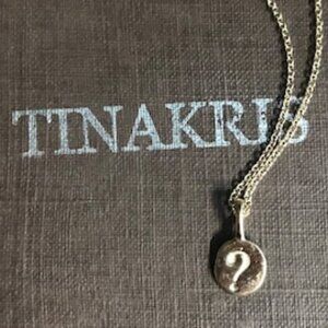 Solid 14k gold yellow gold - dainty nugget pendant with engraved question mark